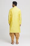 Shop_Arihant Rai Sinha_Yellow Silk Blend Plain Long Sleeve Band Collar Kurta And Dhoti Pant Set _at_Aza_Fashions