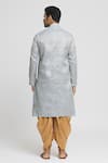 Shop_Arihant Rai Sinha_Grey Silk Blend Plain Floral Pattern Kurta And Dhoti Pant Set _at_Aza_Fashions