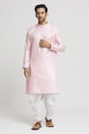 Buy_Arihant Rai Sinha_Pink Silk Blend Plain Geometric Pattern Kurta And Dhoti Pant Set _at_Aza_Fashions