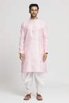 Arihant Rai Sinha_Pink Silk Blend Plain Geometric Pattern Kurta And Dhoti Pant Set _Online_at_Aza_Fashions