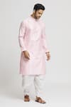 Buy_Arihant Rai Sinha_Pink Silk Blend Plain Geometric Pattern Kurta And Dhoti Pant Set _Online_at_Aza_Fashions