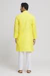 Shop_Arihant Rai Sinha_Yellow Cotton Solid Plain Mandarin Collar Kurta With Pant _at_Aza_Fashions