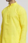 Shop_Arihant Rai Sinha_Yellow Cotton Solid Plain Mandarin Collar Kurta With Pant _Online_at_Aza_Fashions