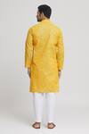 Shop_Arihant Rai Sinha_Orange Cotton Textured Pattern Mandarin Collar Kurta With Pant _at_Aza_Fashions