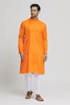 Buy_Arihant Rai Sinha_Orange Cotton Solid Straight Kurta With Pant _at_Aza_Fashions