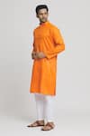 Buy_Arihant Rai Sinha_Orange Cotton Solid Straight Kurta With Pant _Online_at_Aza_Fashions