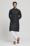 Buy_Arihant Rai Sinha_Black Cotton Solid Plain Straight Kurta With Pant _at_Aza_Fashions