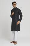 Buy_Arihant Rai Sinha_Black Cotton Solid Plain Straight Kurta With Pant _Online_at_Aza_Fashions