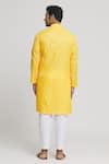 Shop_Arihant Rai Sinha_Yellow Cotton Solid Band Collar Kurta With Pant _at_Aza_Fashions