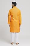 Shop_Arihant Rai Sinha_Orange Cotton Textured Band Collar Kurta With Pant _at_Aza_Fashions