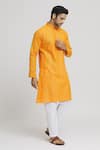 Buy_Arihant Rai Sinha_Orange Cotton Textured Band Collar Kurta With Pant _Online_at_Aza_Fashions