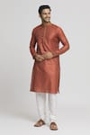 Buy_Arihant Rai Sinha_Brown Silk Blend Bloom Crest Motif Pattern Kurta Set_Online_at_Aza_Fashions