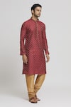 Buy_Arihant Rai Sinha_Maroon Silk Blend Ethnic Motif Crest Pattern Kurta Set _Online_at_Aza_Fashions