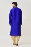 Shop_Arihant Rai Sinha_Blue Silk Embroidery Placket Floral Kurta And Dhoti Pant Set _at_Aza_Fashions
