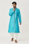 Buy_Arihant Rai Sinha_Blue Kurta Art Silk Embroidered Cutdana And Dhoti Pant Set _at_Aza_Fashions