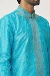 Arihant Rai Sinha_Blue Kurta Art Silk Embroidered Cutdana And Dhoti Pant Set _at_Aza_Fashions