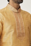 Arihant Rai Sinha_Beige Kurta Art Silk Embroidered Thread And Dhoti Pant Set _at_Aza_Fashions