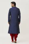 Shop_Arihant Rai Sinha_Blue Kurta Art Silk Embroidered Leaf Placket And Dhoti Pant Set _at_Aza_Fashions
