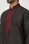 Buy_Arihant Rai Sinha_Black Kurta Art Silk Embroidered Thread Work And Dhoti Pant Set 