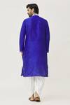 Shop_Arihant Rai Sinha_Blue Silk Embroidery Placket Dori Kurta And Dhoti Pant Set _at_Aza_Fashions