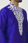 Arihant Rai Sinha_Blue Silk Embroidery Placket Dori Kurta And Dhoti Pant Set _at_Aza_Fashions
