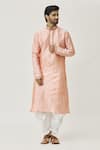 Buy_Arihant Rai Sinha_Pink Kurta Art Silk Embroidered Thread Cuffs And Dhoti Pant Set _at_Aza_Fashions