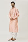 Buy_Arihant Rai Sinha_Pink Kurta Art Silk Embroidered Thread Cuffs And Dhoti Pant Set _Online_at_Aza_Fashions