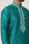 Shop_Arihant Rai Sinha_Green Silk Embroidery Placket Thread Kurta And Dhoti Pant Set _Online_at_Aza_Fashions