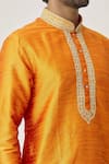 Arihant Rai Sinha_Orange Kurta Art Silk Embroidered Thread Cuff And Dhoti Pant Set _at_Aza_Fashions