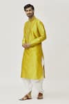 Buy_Arihant Rai Sinha_Green Silk Embroidery Placket Aari Kurta And Dhoti Pant Set _at_Aza_Fashions
