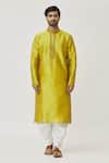 Buy_Arihant Rai Sinha_Green Silk Embroidery Placket Aari Kurta And Dhoti Pant Set _Online_at_Aza_Fashions