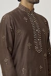 Shop_Arihant Rai Sinha_Brown Kurta Art Silk Embroidered Mirror And Dhoti Pant Set _Online_at_Aza_Fashions