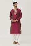 Buy_Arihant Rai Sinha_Pink Kurta Art Silk Embroidered Beads And Dhoti Pant Set _at_Aza_Fashions