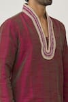 Shop_Arihant Rai Sinha_Pink Kurta Art Silk Embroidered Beads And Dhoti Pant Set _Online_at_Aza_Fashions