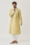 Buy_Arihant Rai Sinha_Beige Kurta Art Silk Embroidered Geometric Placket And Dhoti Pant Set _Online_at_Aza_Fashions