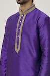Shop_Arihant Rai Sinha_Purple Silk, Chiffon Placket Aari Work Kurta And Dark Beige Churidar Set _Online_at_Aza_Fashions