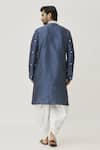 Shop_Arihant Rai Sinha_Blue Kurta Art Silk Embroidered Aari Placket Work And Off-white Dhoti Pant Set _at_Aza_Fashions