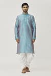 Arihant Rai Sinha_Grey Kurta Art Silk Embroidered Aari Placket Work And Dhoti Pant Set _Online_at_Aza_Fashions