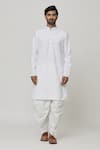 Arihant Rai Sinha_Off White Cotton Solid Kurta And Dhoti Pant Set _Online_at_Aza_Fashions