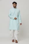 Buy_Arihant Rai Sinha_Blue Cotton Solid Kurta And Dhoti Pant Set _at_Aza_Fashions