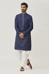 Buy_Arihant Rai Sinha_Blue Cotton Solid Kurta And Dhoti Pant Set _at_Aza_Fashions