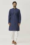 Arihant Rai Sinha_Blue Cotton Solid Kurta And Dhoti Pant Set _Online_at_Aza_Fashions