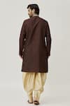 Shop_Arihant Rai Sinha_Brown Kurta Art Silk Embroidered Leaf Placket And Dhoti Pant Set _at_Aza_Fashions