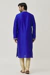 Shop_Arihant Rai Sinha_Blue Kurta Art Silk Embroidered Aari Placket And Churidar Set _at_Aza_Fashions