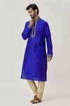Buy_Arihant Rai Sinha_Blue Kurta Art Silk Embroidered Aari Placket And Churidar Set _Online_at_Aza_Fashions