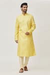 Buy_Arihant Rai Sinha_Yellow Kurta Art Silk Solid And Churidar Set _at_Aza_Fashions