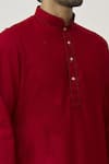 Shop_Arihant Rai Sinha_Maroon Cotton Solid Kurta And Off-white Churidar Set _Online_at_Aza_Fashions