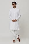 Buy_Arihant Rai Sinha_Off White Cotton Solid Kurta And Churidar Set _at_Aza_Fashions