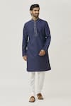 Buy_Arihant Rai Sinha_Blue Cotton Solid Kurta And Churidar Set _at_Aza_Fashions