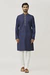 Buy_Arihant Rai Sinha_Blue Cotton Solid Kurta And Churidar Set _Online_at_Aza_Fashions